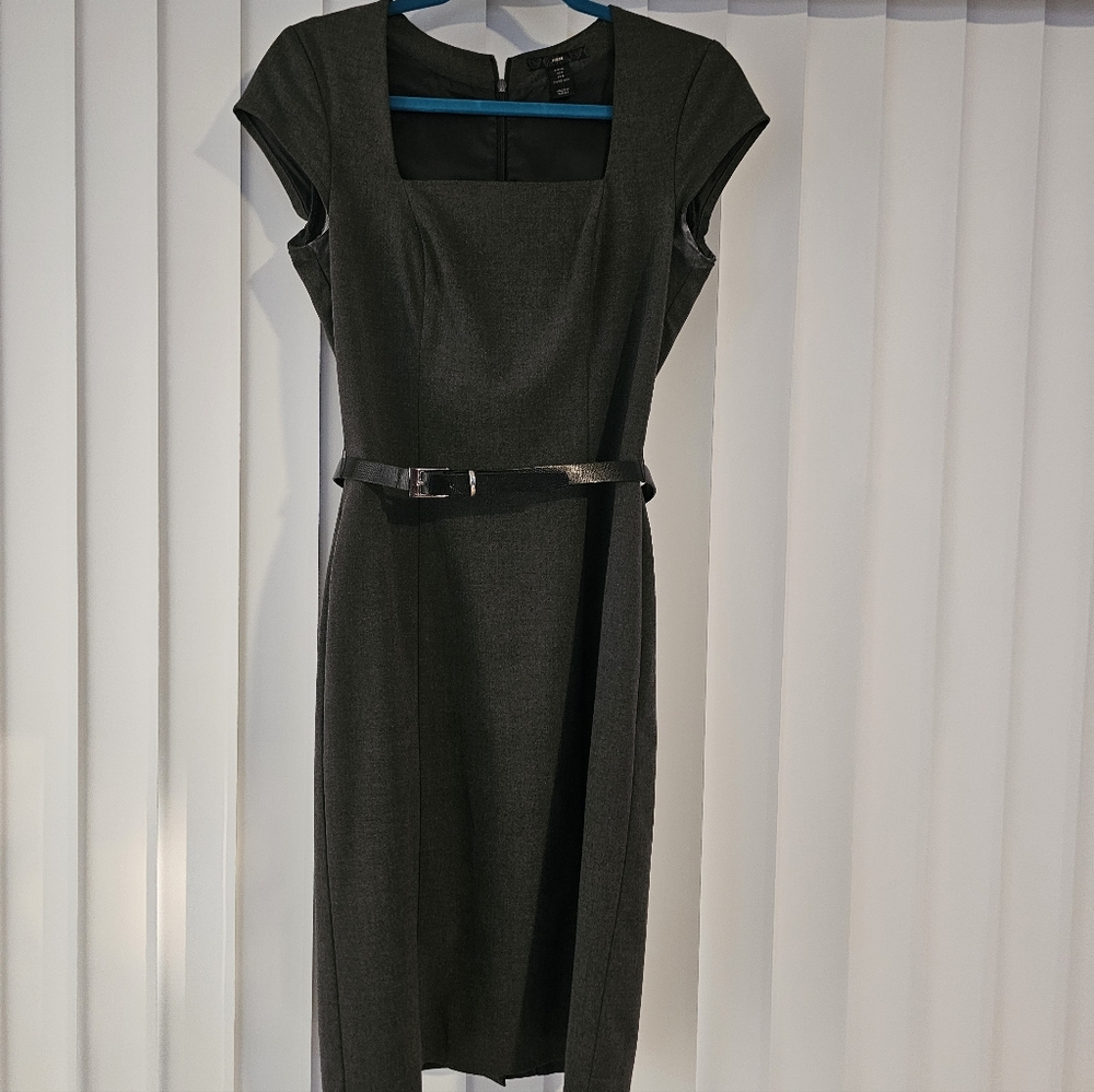H&M Dark Gray Belted Midi Dress